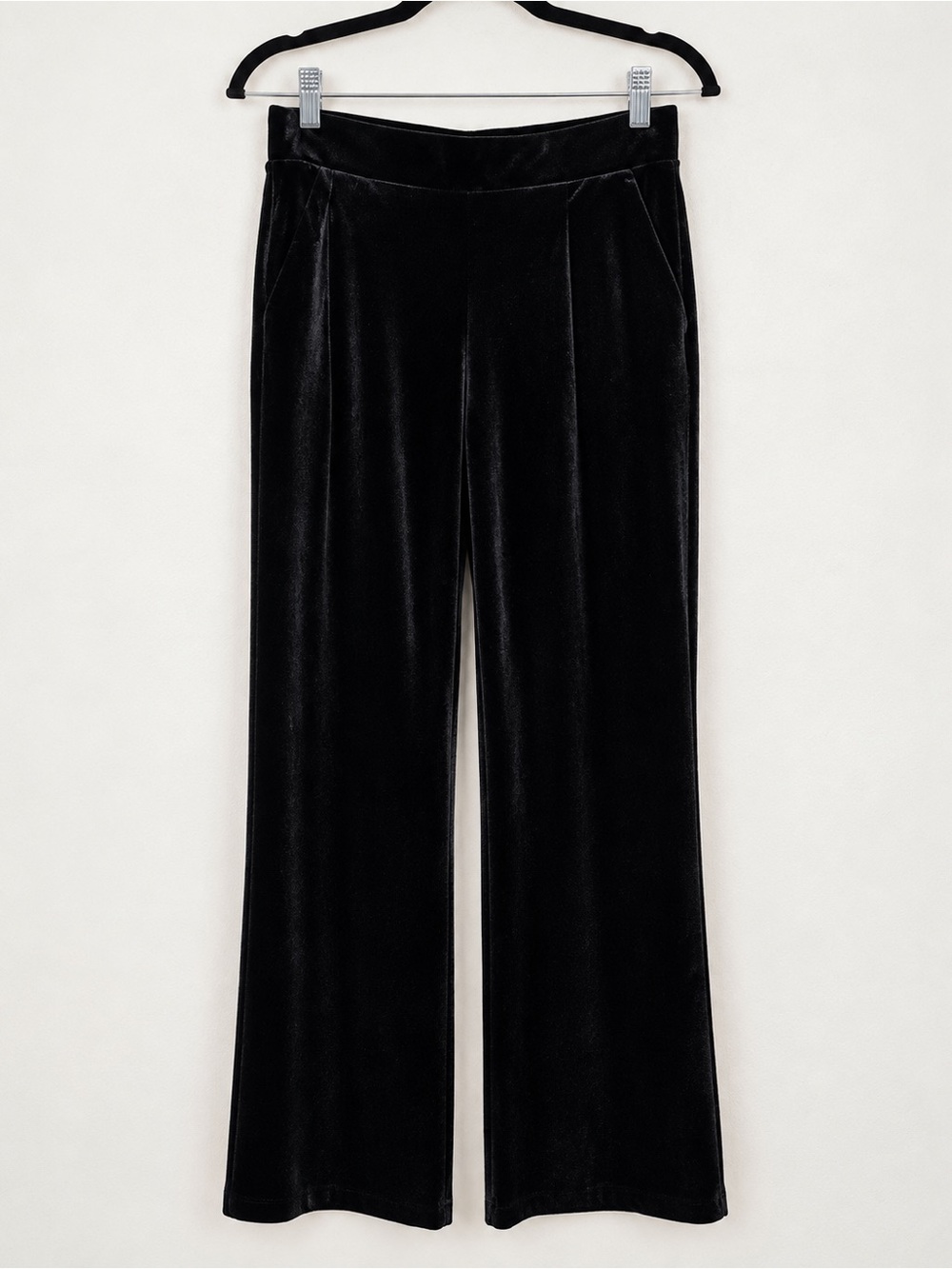 LOFT Black Velvet Wide-Leg Pants